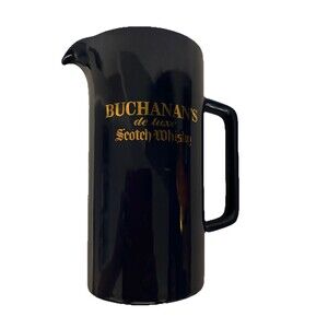Buchanan's De Luxe Label Fine Scotch Whiskey Pitcher Jug Blue London 7"